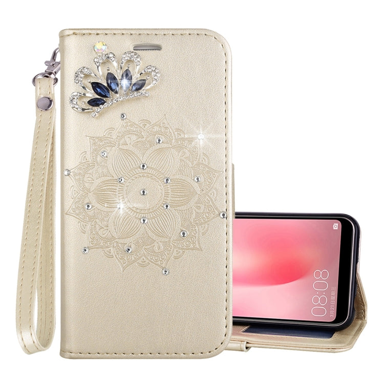 Mandragora Pattern Crystal Encrusted Horizontal Flip Leather Case for Huawei P20 Lite / Nova 3e, with Card Slot & Holder & Wallet & Lanyard