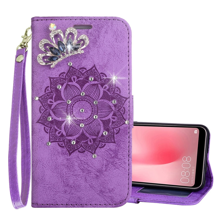 Mandragora Pattern Crystal Encrusted Horizontal Flip Leather Case for Huawei P20 Lite / Nova 3e, with Card Slot & Holder & Wallet & Lanyard