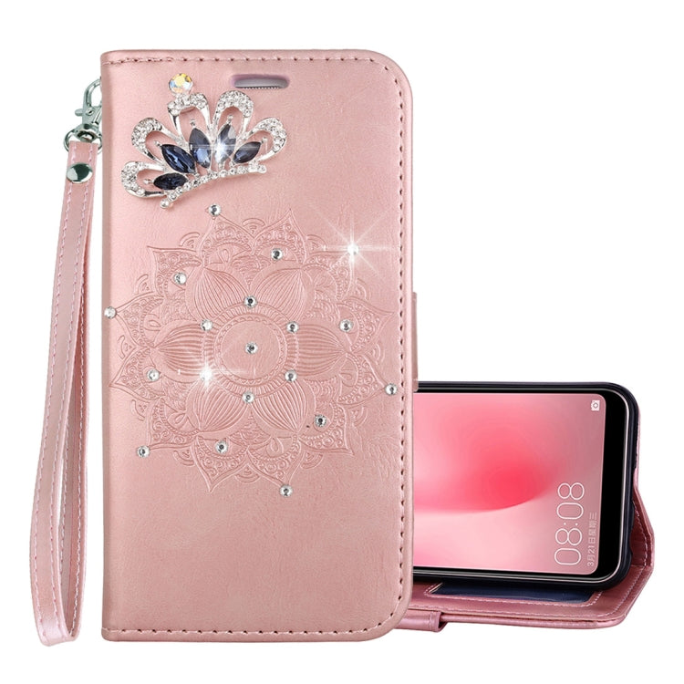 Mandragora Pattern Crystal Encrusted Horizontal Flip Leather Case for Huawei P20 Lite / Nova 3e, with Card Slot & Holder & Wallet & Lanyard