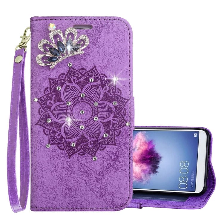 Mandragora Pattern Crystal Encrusted Horizontal Flip Leather Case for Huawei P smart (Enjoy 7S), with Card Slot & Holder & Wallet & Lanyard