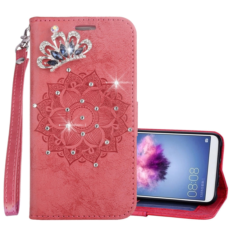 Mandragora Pattern Crystal Encrusted Horizontal Flip Leather Case for Huawei P smart (Enjoy 7S), with Card Slot & Holder & Wallet & Lanyard