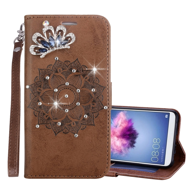 Mandragora Pattern Crystal Encrusted Horizontal Flip Leather Case for Huawei P smart (Enjoy 7S), with Card Slot & Holder & Wallet & Lanyard
