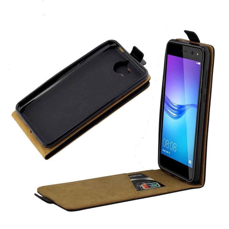 For Huawei  Y5 (2017) TPU Business Style Vertical Flip Protective Leather Case with Card Slot (Black)