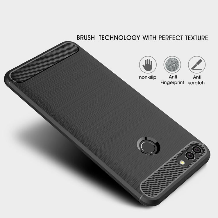 For Huawei Y9 (2018)/Enjoy 8 Plus Brushed Texture Carbon Fiber Shockproof TPU Protective Back Case
