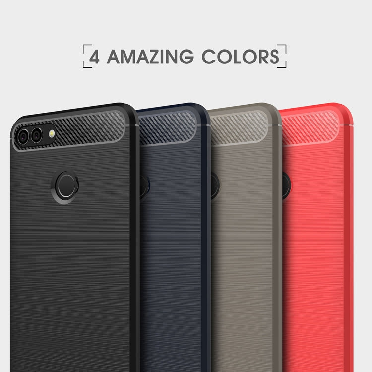 For Huawei Y9 (2018)/Enjoy 8 Plus Brushed Texture Carbon Fiber Shockproof TPU Protective Back Case