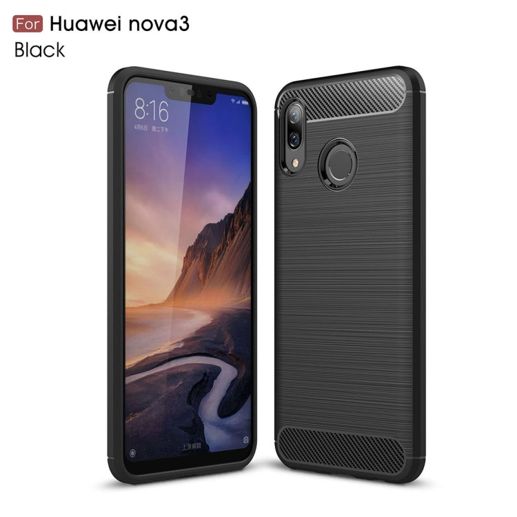 Brushed Texture Carbon Fiber Shockproof TPU Case for Huawei Nova 3