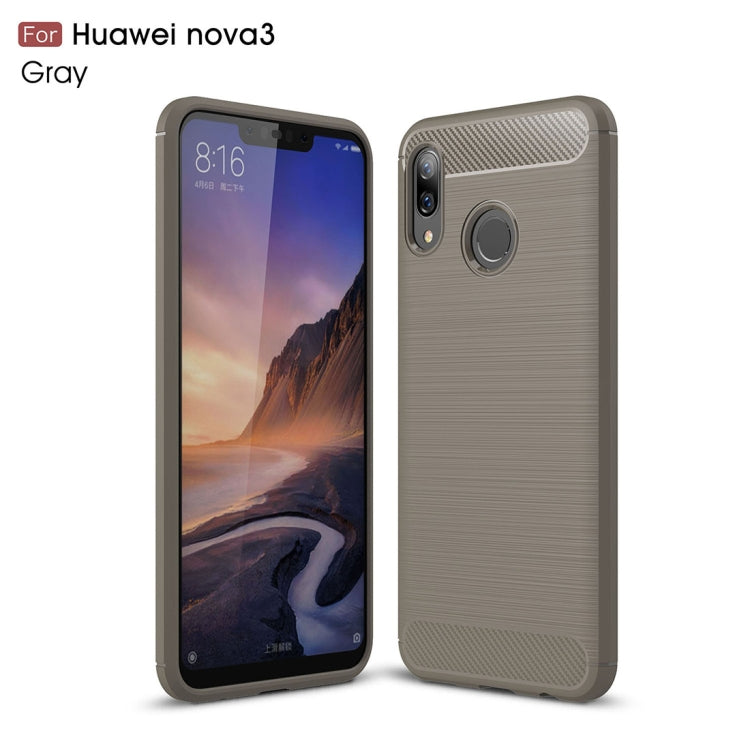 Brushed Texture Carbon Fiber Shockproof TPU Case for Huawei Nova 3