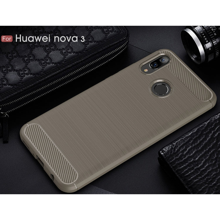 Brushed Texture Carbon Fiber Shockproof TPU Case for Huawei Nova 3