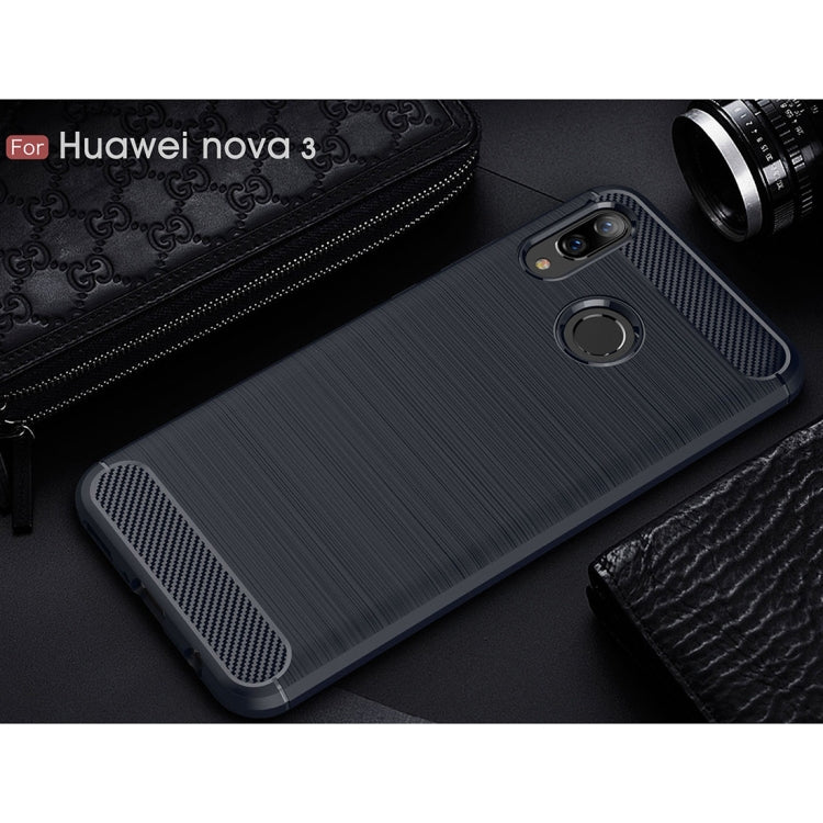 Brushed Texture Carbon Fiber Shockproof TPU Case for Huawei Nova 3