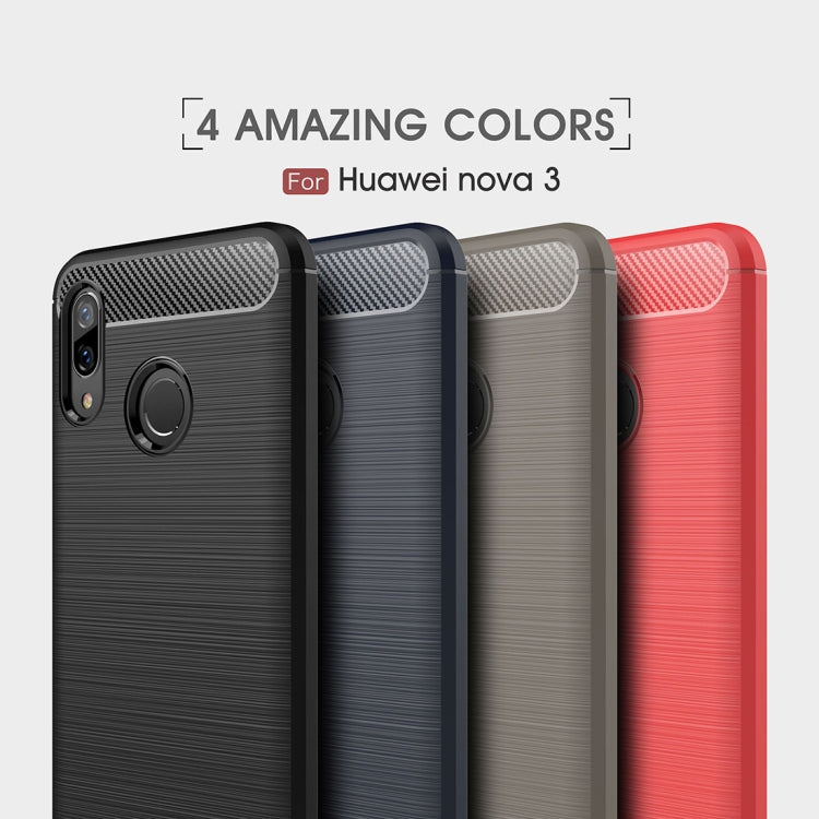 Brushed Texture Carbon Fiber Shockproof TPU Case for Huawei Nova 3