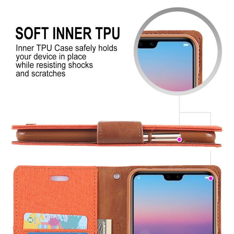 GOOSPERY CANVAS DIARY Canvas Texture Horizontal Flip PU Leather Case for Huawei P20 Pro, with Holder & Card Slots & Wallet