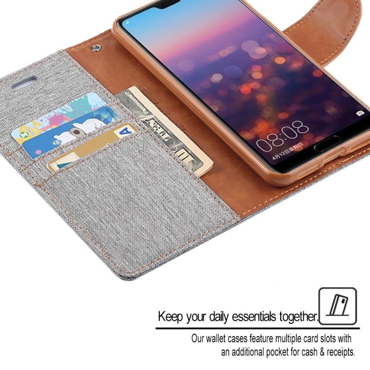 GOOSPERY CANVAS DIARY Canvas Texture Horizontal Flip PU Leather Case for Huawei P20, with Holder & Card Slots & Wallet