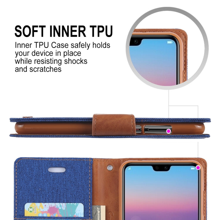 GOOSPERY CANVAS DIARY Canvas Texture Horizontal Flip PU Leather Case for Huawei P20, with Holder & Card Slots & Wallet