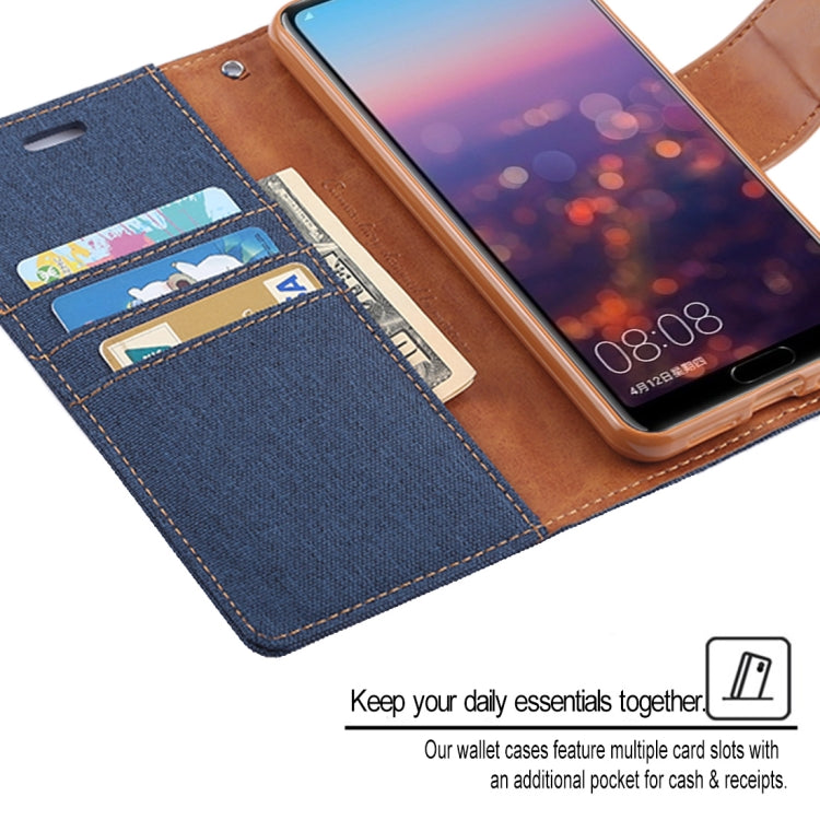 GOOSPERY CANVAS DIARY Canvas Texture Horizontal Flip PU Leather Case for Huawei P20, with Holder & Card Slots & Wallet