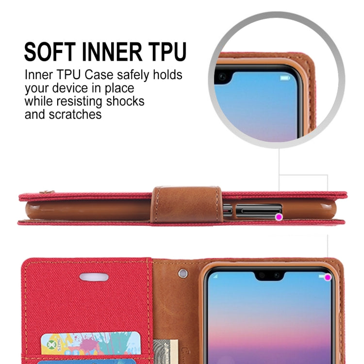 GOOSPERY CANVAS DIARY Canvas Texture Horizontal Flip PU Leather Case for Huawei P20, with Holder & Card Slots & Wallet