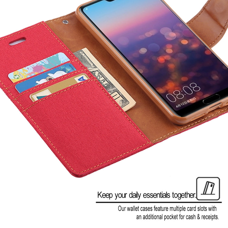 GOOSPERY CANVAS DIARY Canvas Texture Horizontal Flip PU Leather Case for Huawei P20, with Holder & Card Slots & Wallet