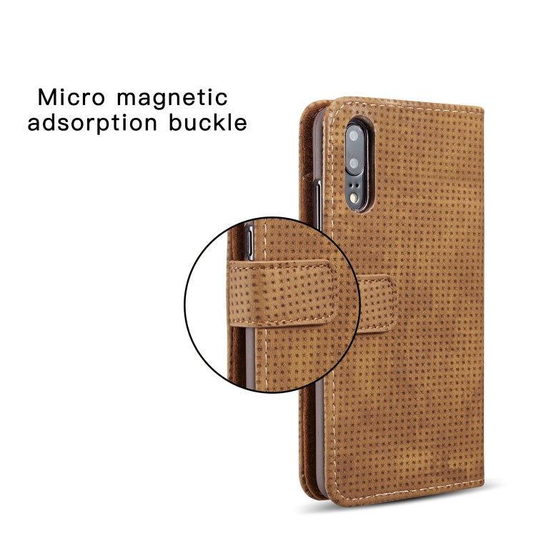 Retro Style Mesh Breathable Horizontal Flip Leather Case for Huawei P20, with Card Slot & Holder & Wallet
