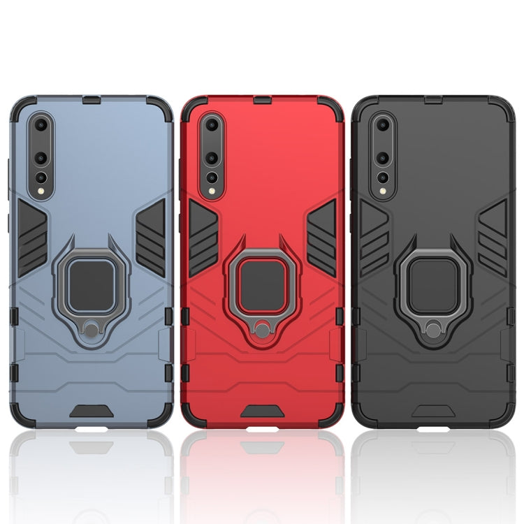 PC + TPU Shockproof Protective Case for Huawei P20 Pro, with Magnetic Ring Holder (Black)