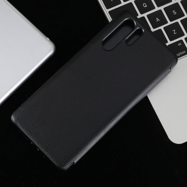 Litchi Texture PC + PU Horizontal Flip Case for Huawei P30 Pro, with Touch Call Display ID&Sleep/Wake-up Function