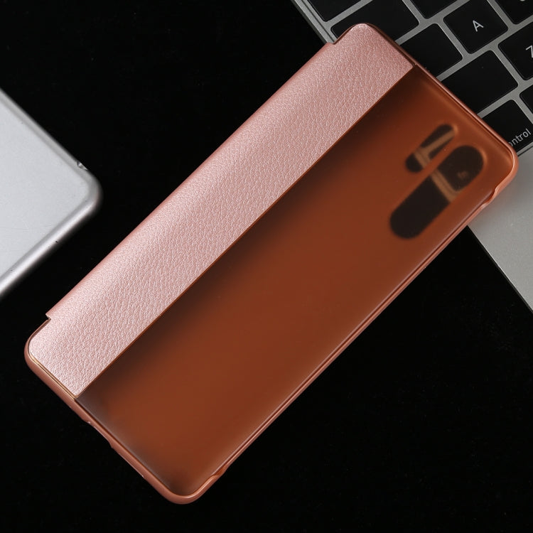Litchi Texture PC + PU Horizontal Flip Case for Huawei P30 Pro, with Touch Call Display ID&Sleep/Wake-up Function
