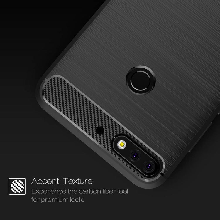 For Huawei Honor Play 7C Brushed Texture Carbon Fiber Shockproof TPU Protective Back Case