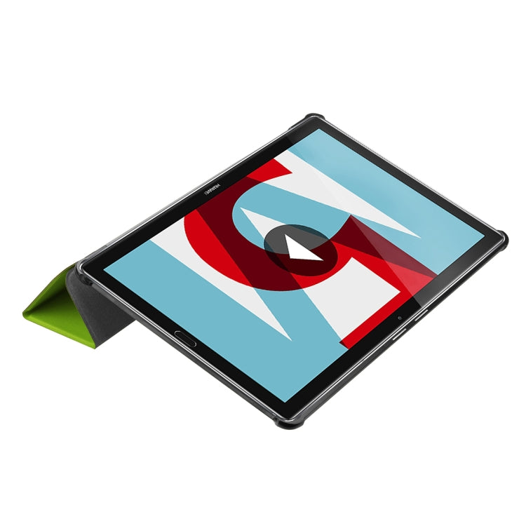 For Huawei  MediaPad M5 10.8 inch Tri-Fold Custer Texture Horizontal Flip PU Leather Protective Case with Holder