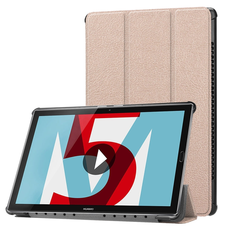 For Huawei  MediaPad M5 10.8 inch Tri-Fold Custer Texture Horizontal Flip PU Leather Protective Case with Holder