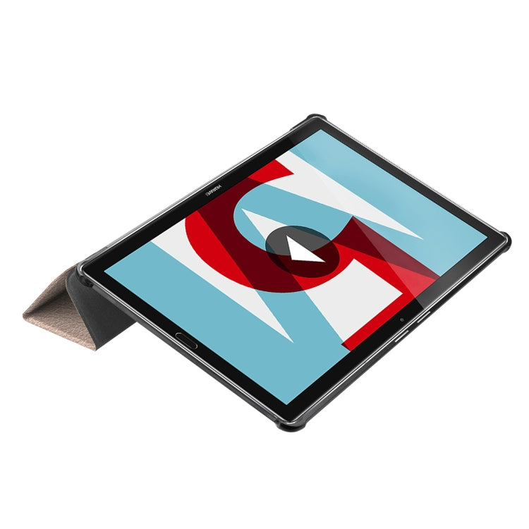 For Huawei  MediaPad M5 10.8 inch Tri-Fold Custer Texture Horizontal Flip PU Leather Protective Case with Holder