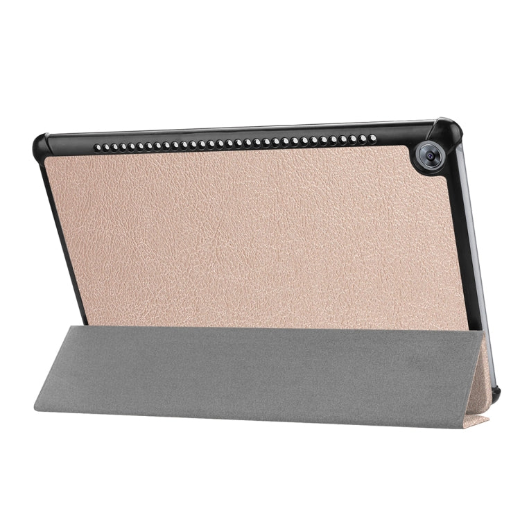 For Huawei  MediaPad M5 10.8 inch Tri-Fold Custer Texture Horizontal Flip PU Leather Protective Case with Holder
