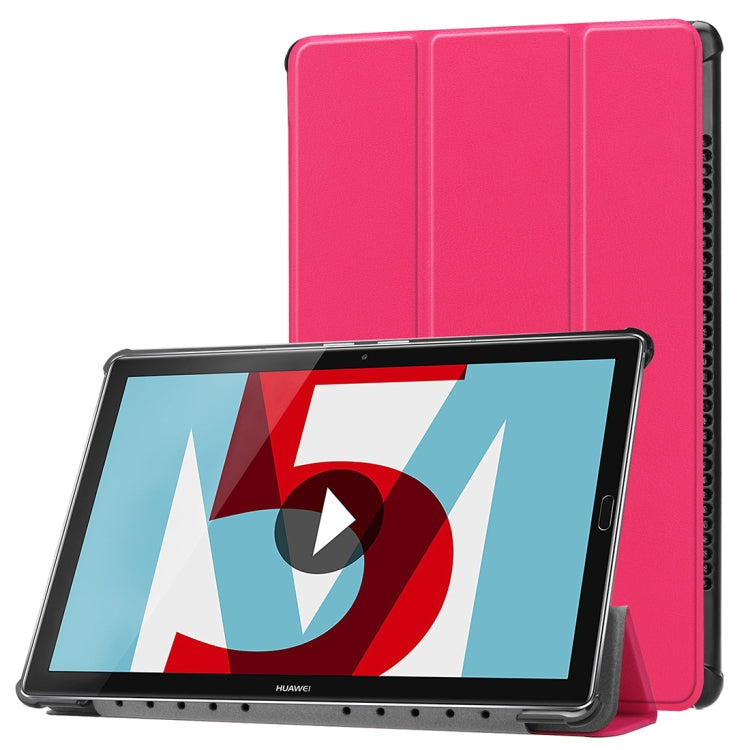For Huawei  MediaPad M5 10.8 inch Tri-Fold Custer Texture Horizontal Flip PU Leather Protective Case with Holder
