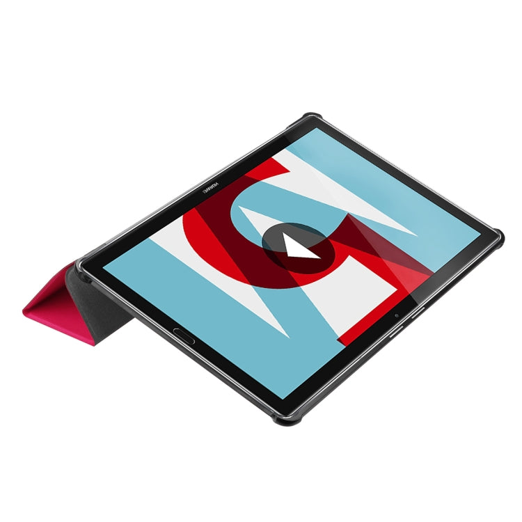 For Huawei  MediaPad M5 10.8 inch Tri-Fold Custer Texture Horizontal Flip PU Leather Protective Case with Holder