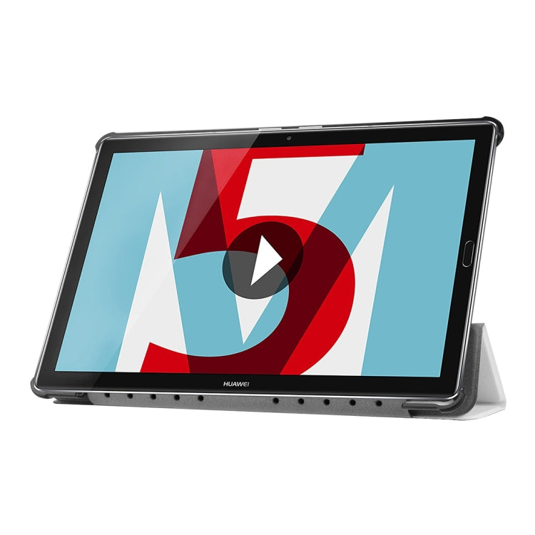 For Huawei  MediaPad M5 10.8 inch Tri-Fold Custer Texture Horizontal Flip PU Leather Protective Case with Holder