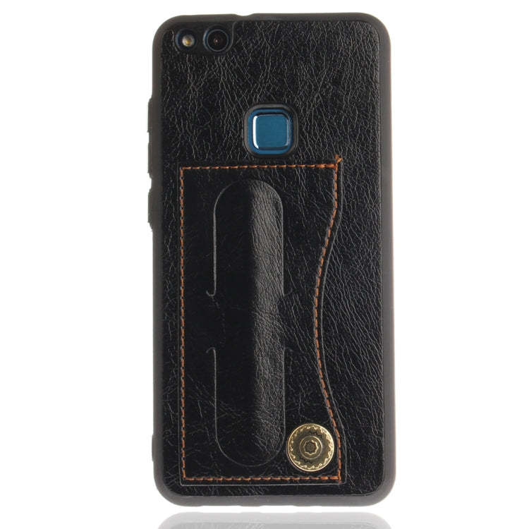 For Huawei  P10 Lite TPU + Leather Pasted Litchi Texture Protective Back Case with Holder & Card Slots