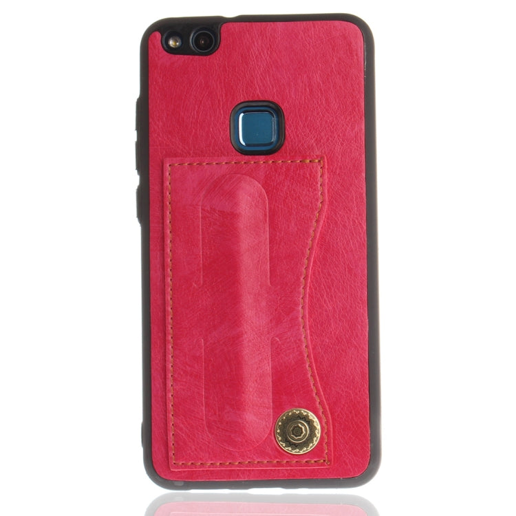 For Huawei  P10 Lite TPU + Leather Pasted Litchi Texture Protective Back Case with Holder & Card Slots