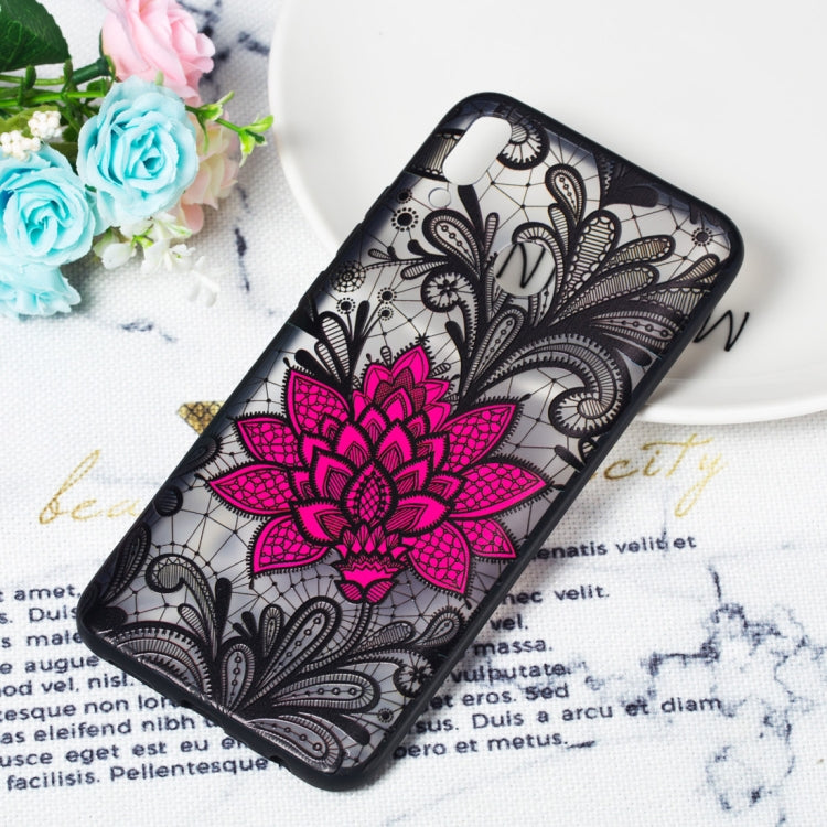 Big Lotus Pattern Embossed Lace + PC Case for Huawei Y9 (2019) / Enjoy 9 Plus
