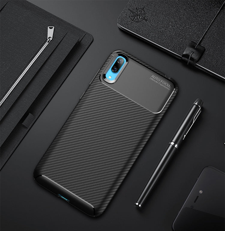 Carbon Fiber Texture Shockproof TPU Case for Huawei Enjoy 9 (Black)
