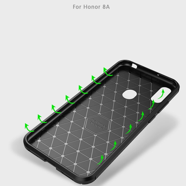 Carbon Fiber Texture Shockproof TPU Case for Huawei Honor 8A (Black)