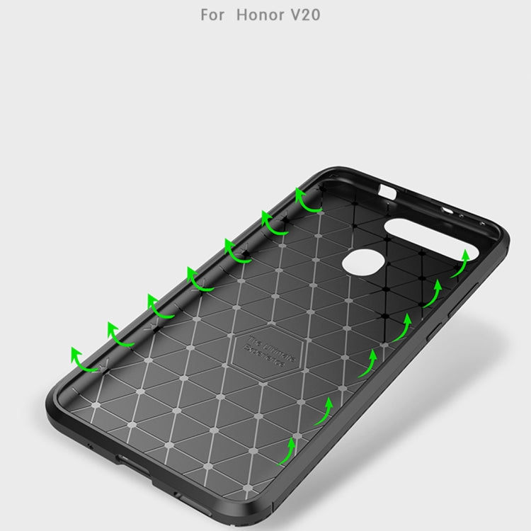Carbon Fiber Texture Shockproof TPU Case for Huawei Honor V20 (Blue)
