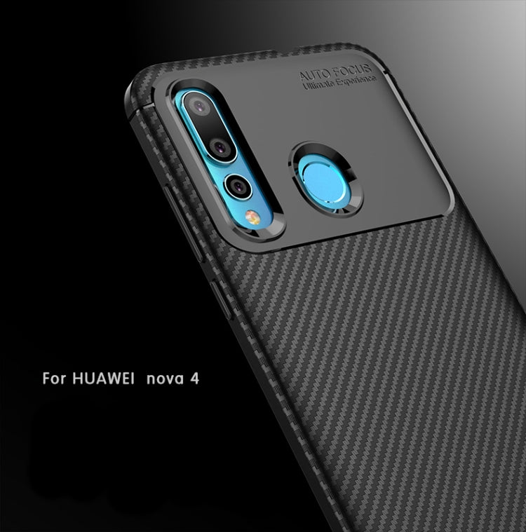 Carbon Fiber Texture Shockproof TPU Case for Huawei Nova 4