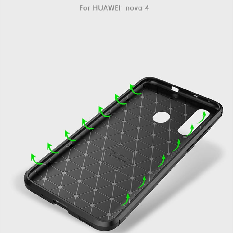 Carbon Fiber Texture Shockproof TPU Case for Huawei Nova 4