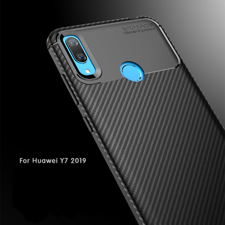 Carbon Fiber Texture Shockproof TPU Case for Huawei Y7 (2019) (Black)