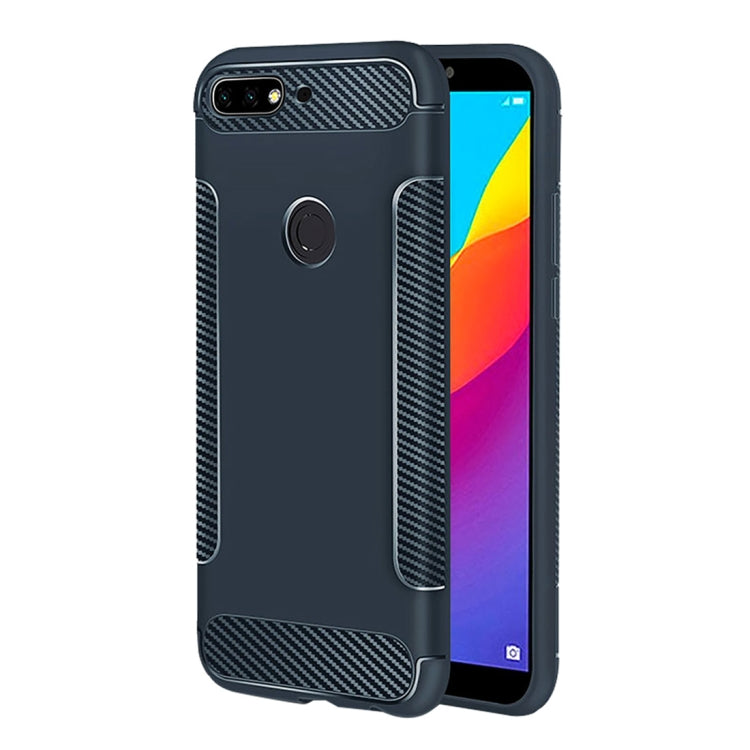 Carbon Fiber Anti-slip TPU Protective Case for Huawei Y7 Prime (2018)