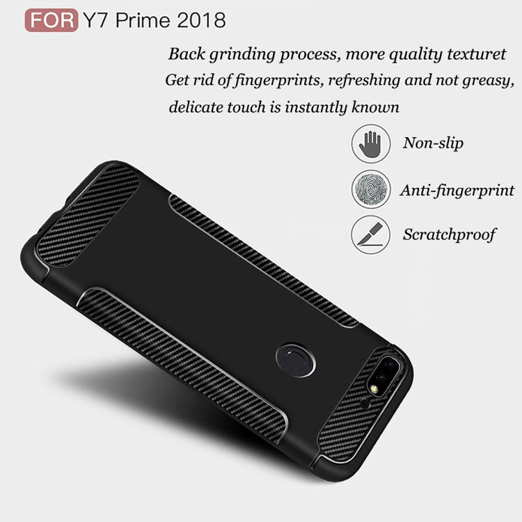 Carbon Fiber Anti-slip TPU Protective Case for Huawei Y7 Prime (2018)