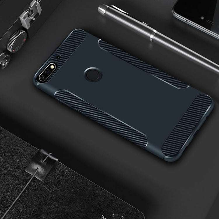 Carbon Fiber Anti-slip TPU Protective Case for Huawei Y7 Prime (2018)