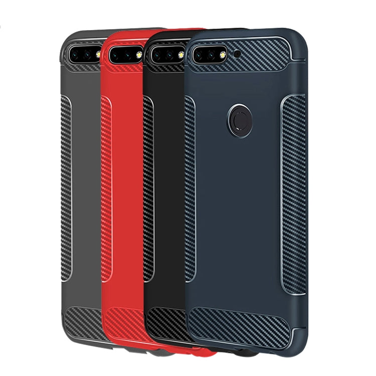 Carbon Fiber Anti-slip TPU Protective Case for Huawei Y7 Prime (2018)