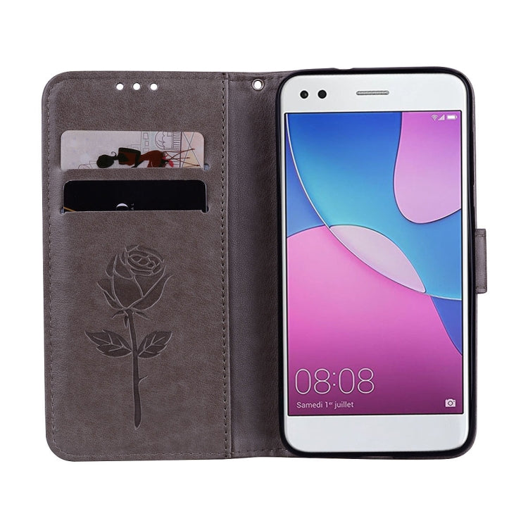 For Huawei P9 Lite Mini Rose Embossed Horizontal Flip Environmental PU Leather Case with Holder & Card Slots & Wallet