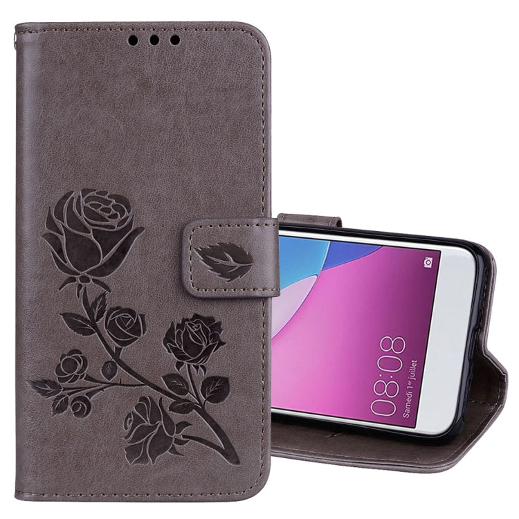 For Huawei P9 Lite Mini Rose Embossed Horizontal Flip Environmental PU Leather Case with Holder & Card Slots & Wallet