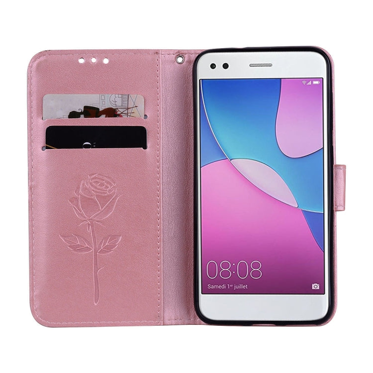 For Huawei P9 Lite Mini Rose Embossed Horizontal Flip Environmental PU Leather Case with Holder & Card Slots & Wallet