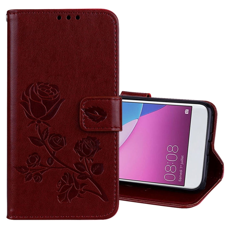 For Huawei P9 Lite Mini Rose Embossed Horizontal Flip Environmental PU Leather Case with Holder & Card Slots & Wallet