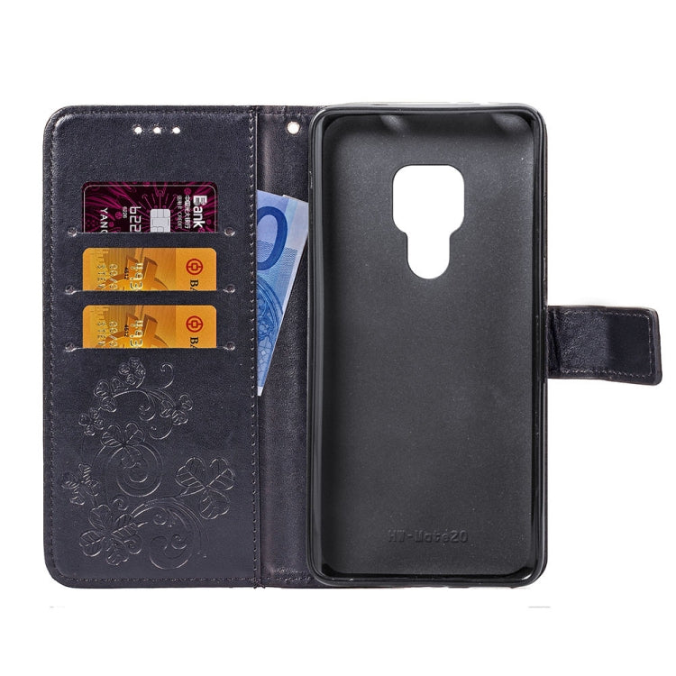 Lucky Clover Pressed Flowers Pattern Leather Case for Huawei Mate 20, with Holder & Card Slots & Wallet & Hand Strap